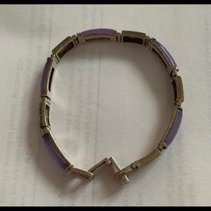 925 link bangle purple jadestone fortune bracelet